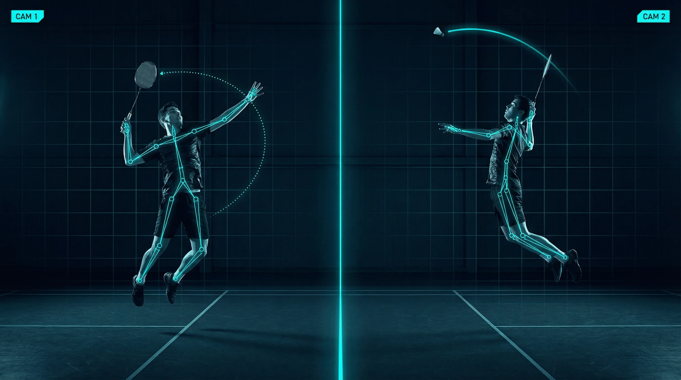 movAcam dual camera analysis from two perspectives for Badminton