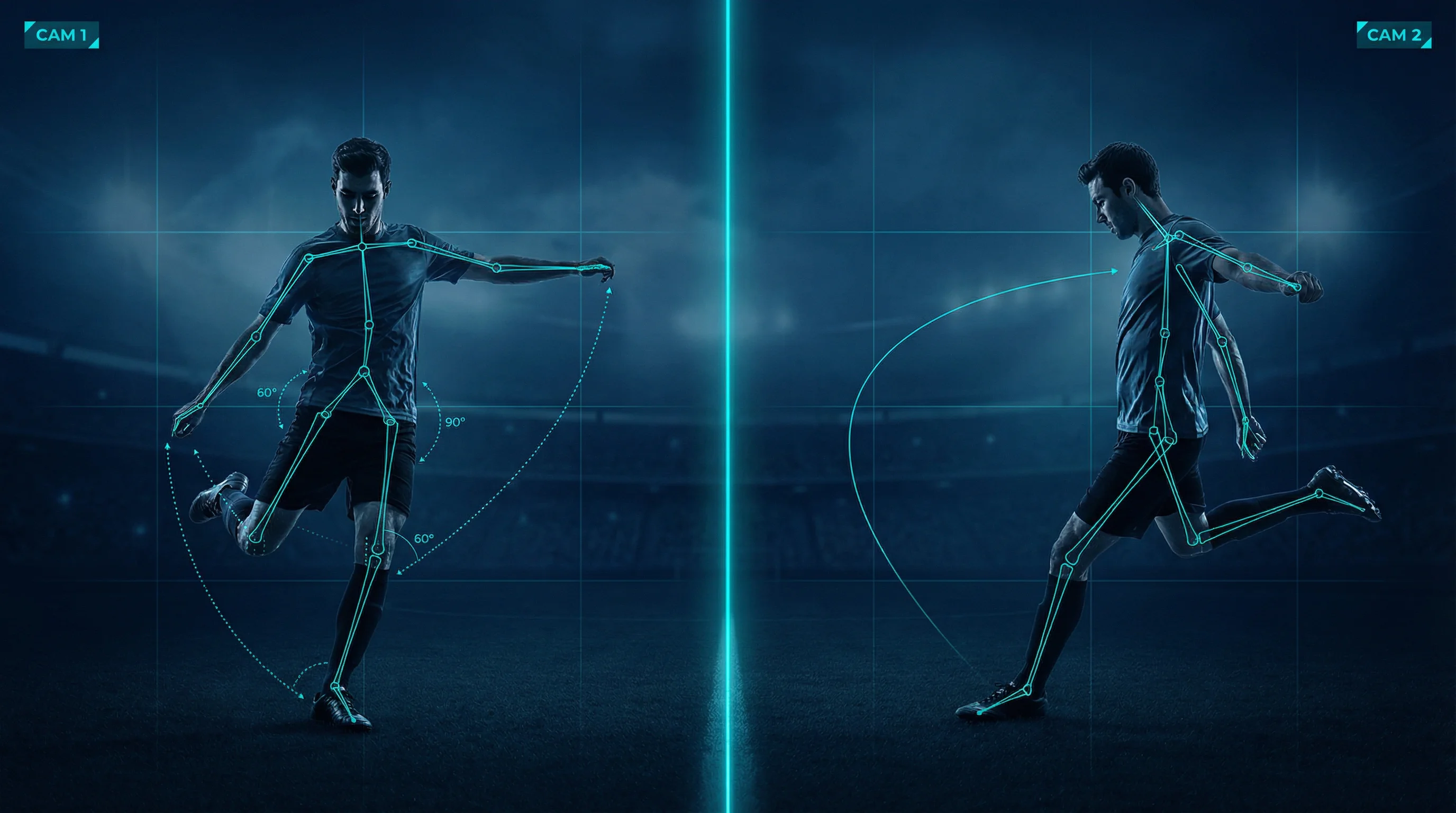 movAcam dual camera analysis from two perspectives for Football