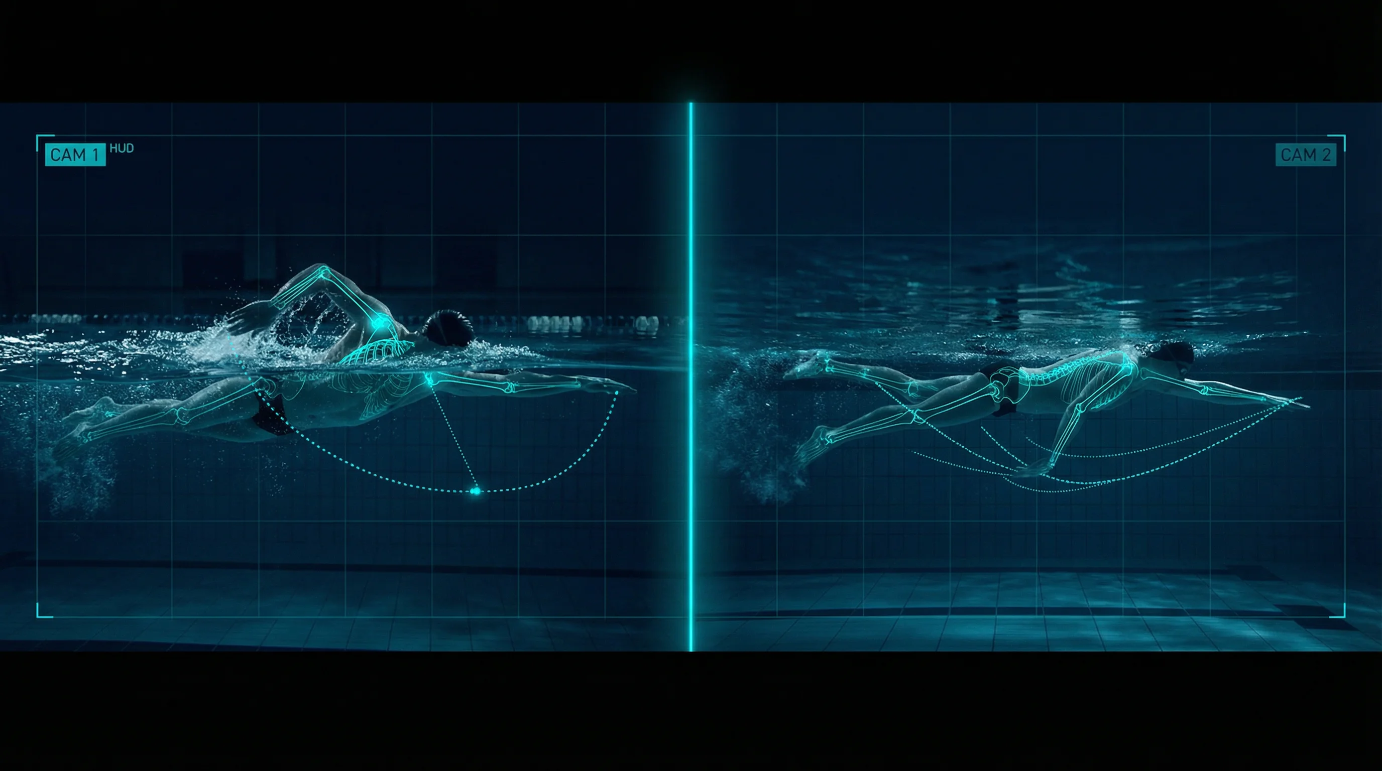 movAcam dual camera analysis from two perspectives for Swimming