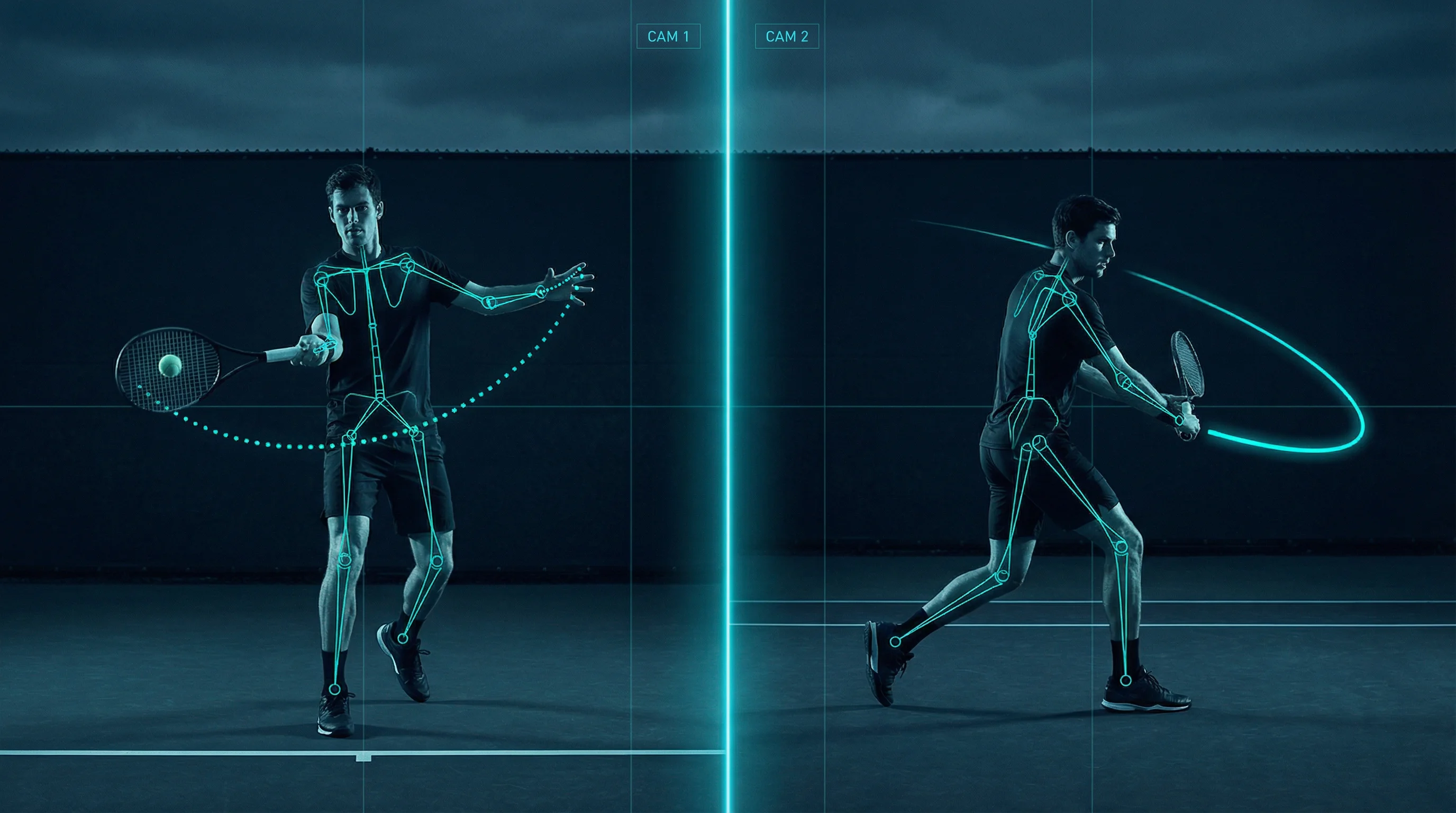 movAcam dual camera analysis from two perspectives for Tennis