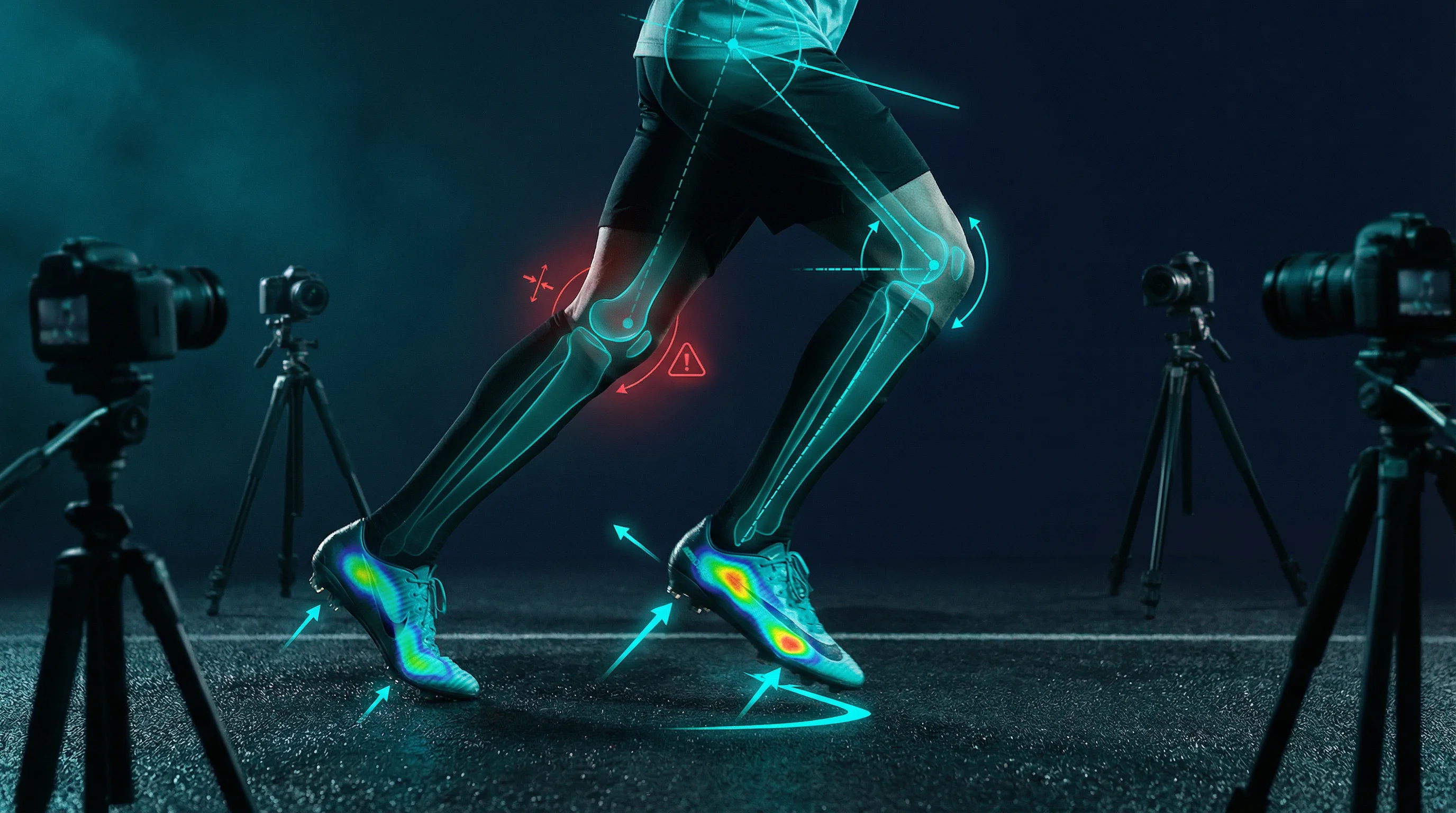 Biomechanical running analysis with knee angle and foot strike detection